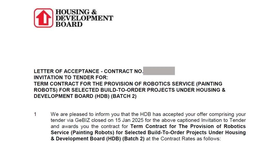 蔚建噴涂機器人中標新加坡建屋發(fā)展局（HDB）首個建筑機器人集采項目